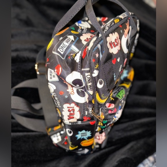 Black Graphic Pop Art Bag with Cartoon Elements - Picture 10 of 11